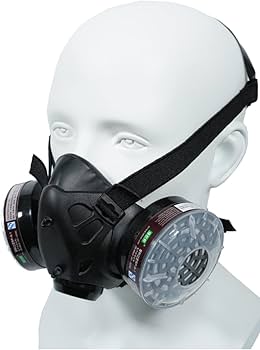 フルフェイスガスマスク 黒/白 Plastic-Filter-Respirator-